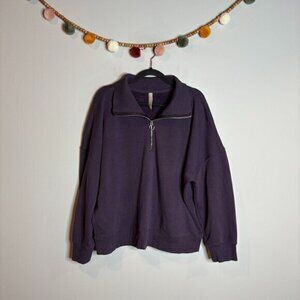 Athleta purple fleece lined half zip sweatshirt